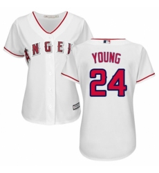 Women's Majestic Los Angeles Angels of Anaheim #24 Chris Young Authentic White Home Cool Base MLB Jersey