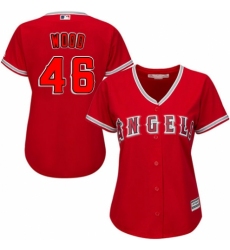 Women's Majestic Los Angeles Angels of Anaheim #46 Blake Wood Authentic Red Alternate MLB Jersey