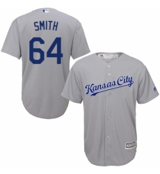 Men's Majestic Kansas City Royals #64 Burch Smith Replica Grey Road Cool Base MLB Jersey