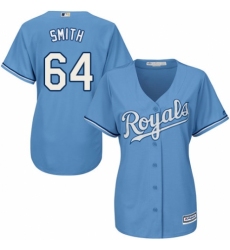 Women's Majestic Kansas City Royals #64 Burch Smith Replica Light Blue Alternate 1 Cool Base MLB Jersey