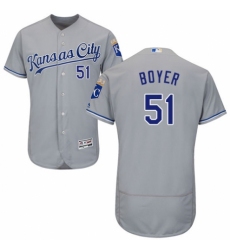 Men's Majestic Kansas City Royals #51 Blaine Boyer Grey Road Flex Base Authentic Collection MLB Jersey