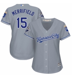 Women's Majestic Kansas City Royals #15 Whit Merrifield Replica Grey Road Cool Base MLB Jersey