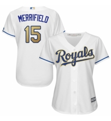 Women's Majestic Kansas City Royals #15 Whit Merrifield Replica White Home Cool Base MLB Jersey