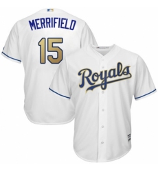 Youth Majestic Kansas City Royals #15 Whit Merrifield Replica White Home Cool Base MLB Jersey