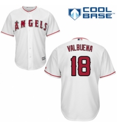 Men's Majestic Los Angeles Angels of Anaheim #18 Luis Valbuena Replica White Home Cool Base MLB Jersey