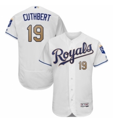 Men's Majestic Kansas City Royals #19 Cheslor Cuthbert White Flexbase Authentic Collection MLB Jersey