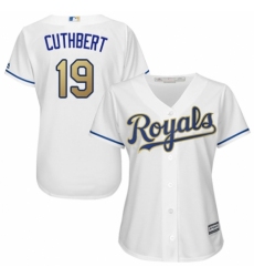 Women's Majestic Kansas City Royals #19 Cheslor Cuthbert Replica White Home Cool Base MLB Jersey