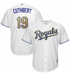 Youth Majestic Kansas City Royals #19 Cheslor Cuthbert Replica White Home Cool Base MLB Jersey