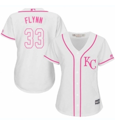 Women's Majestic Kansas City Royals #33 Brian Flynn Authentic White Fashion Cool Base MLB Jersey