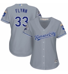 Women's Majestic Kansas City Royals #33 Brian Flynn Replica Grey Road Cool Base MLB Jersey