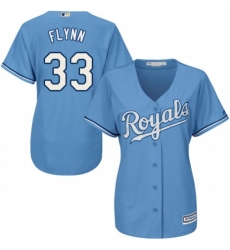 Women's Majestic Kansas City Royals #33 Brian Flynn Replica Light Blue Alternate 1 Cool Base MLB Jersey