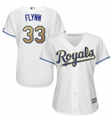 Women's Majestic Kansas City Royals #33 Brian Flynn Replica White Home Cool Base MLB Jersey