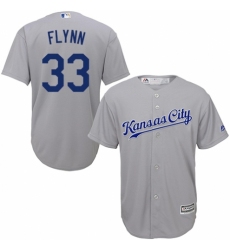Youth Majestic Kansas City Royals #33 Brian Flynn Authentic Grey Road Cool Base MLB Jersey