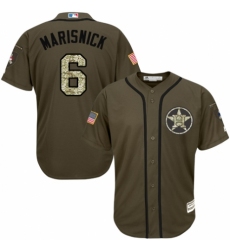 Men's Majestic Houston Astros #6 Jake Marisnick Authentic Green Salute to Service MLB Jersey