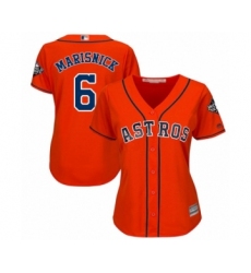 Women's Houston Astros #6 Jake Marisnick Authentic Orange Alternate Cool Base 2019 World Series Bound Baseball Jersey