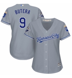 Women's Majestic Kansas City Royals #9 Drew Butera Replica Grey Road Cool Base MLB Jersey