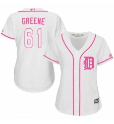 Women's Majestic Detroit Tigers #61 Shane Greene Replica White Fashion Cool Base MLB Jersey
