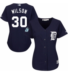 Women's Majestic Detroit Tigers #30 Alex Wilson Authentic Navy Blue Alternate Cool Base MLB Jersey