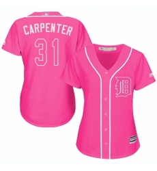 Women's Majestic Detroit Tigers #31 Ryan Carpenter Authentic Pink Fashion Cool Base MLB Jersey