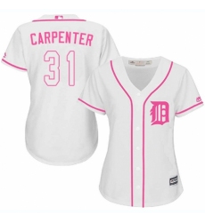 Women's Majestic Detroit Tigers #31 Ryan Carpenter Replica White Fashion Cool Base MLB Jersey