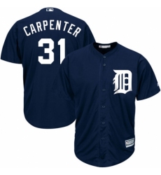 Youth Majestic Detroit Tigers #31 Ryan Carpenter Replica Navy Blue Alternate Cool Base MLB Jersey