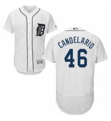 Men's Majestic Detroit Tigers #46 Jeimer Candelario White Home Flex Base Authentic Collection MLB Jersey