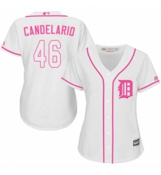 Women's Majestic Detroit Tigers #46 Jeimer Candelario Authentic White Fashion Cool Base MLB Jersey