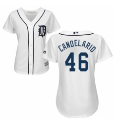 Women's Majestic Detroit Tigers #46 Jeimer Candelario Authentic White Home Cool Base MLB Jersey