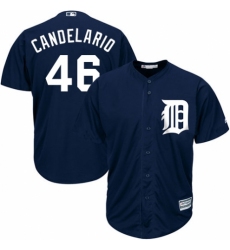 Youth Majestic Detroit Tigers #46 Jeimer Candelario Authentic Navy Blue Alternate Cool Base MLB Jersey