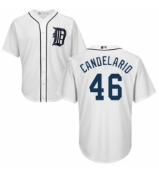 Youth Majestic Detroit Tigers #46 Jeimer Candelario Replica White Home Cool Base MLB Jersey