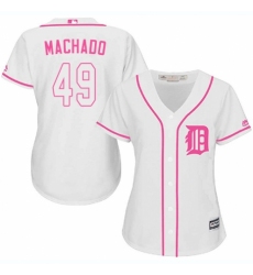 Women's Majestic Detroit Tigers #49 Dixon Machado Authentic White Fashion Cool Base MLB Jersey