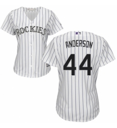 Women's Majestic Colorado Rockies #44 Tyler Anderson Authentic White Home Cool Base MLB Jersey