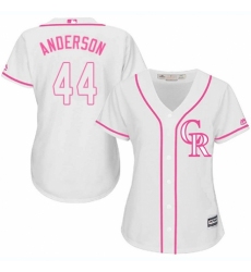 Women's Majestic Colorado Rockies #44 Tyler Anderson Replica White Fashion Cool Base MLB Jersey