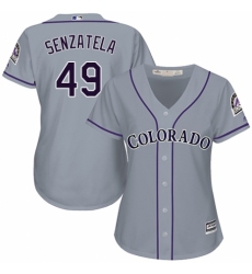 Women's Majestic Colorado Rockies #49 Antonio Senzatela Authentic Grey Road Cool Base MLB Jersey