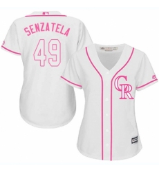 Women's Majestic Colorado Rockies #49 Antonio Senzatela Replica White Fashion Cool Base MLB Jersey