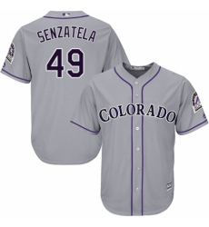 Youth Majestic Colorado Rockies #49 Antonio Senzatela Replica Grey Road Cool Base MLB Jersey