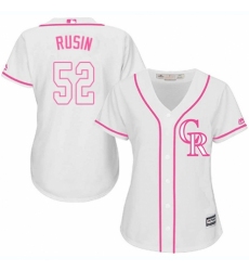 Women's Majestic Colorado Rockies #52 Chris Rusin Replica White Fashion Cool Base MLB Jersey