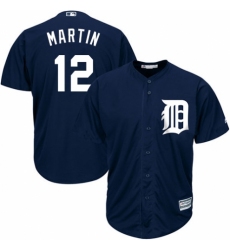 Men's Majestic Detroit Tigers #12 Leonys Martin Replica Navy Blue Alternate Cool Base MLB Jersey