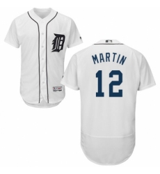 Men's Majestic Detroit Tigers #12 Leonys Martin White Home Flex Base Authentic Collection MLB Jersey