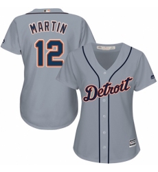 Women's Majestic Detroit Tigers #12 Leonys Martin Replica Grey Road Cool Base MLB Jersey