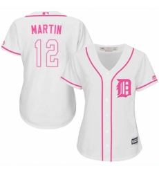 Women's Majestic Detroit Tigers #12 Leonys Martin Replica White Fashion Cool Base MLB Jersey
