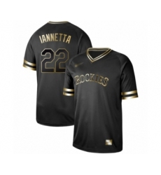 Men's Colorado Rockies #22 Chris Iannetta Authentic Black Gold Fashion Baseball Jersey