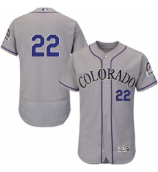 Men's Majestic Colorado Rockies #22 Chris Iannetta Grey Road Flex Base Authentic Collection MLB Jersey
