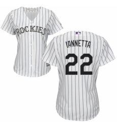 Women's Majestic Colorado Rockies #22 Chris Iannetta Authentic White Home Cool Base MLB Jersey