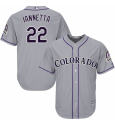 Youth Majestic Colorado Rockies #22 Chris Iannetta Replica Grey Road Cool Base MLB Jersey