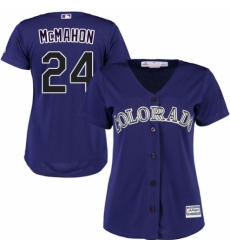 Women's Majestic Colorado Rockies #24 Ryan McMahon Authentic Purple Alternate 1 Cool Base MLB Jersey