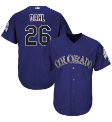 Men's Majestic Colorado Rockies #26 David Dahl Replica Purple Alternate 1 Cool Base MLB Jersey