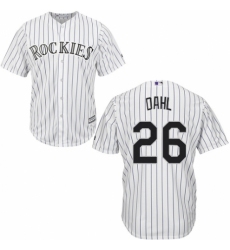 Men's Majestic Colorado Rockies #26 David Dahl Replica White Home Cool Base MLB Jersey