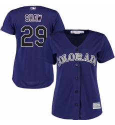Women's Majestic Colorado Rockies #29 Bryan Shaw Replica Purple Alternate 1 Cool Base MLB Jersey