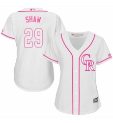 Women's Majestic Colorado Rockies #29 Bryan Shaw Replica White Fashion Cool Base MLB Jersey